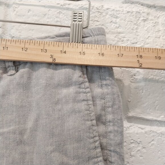 Zara 100% Linen Pants Mens M 32 x 27 Gray Light Blue Drawstring Casual Pull On. - Picture 10 of 12